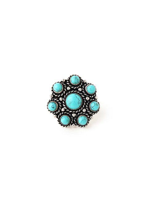 Silver Oxidised Blue Stone Ring