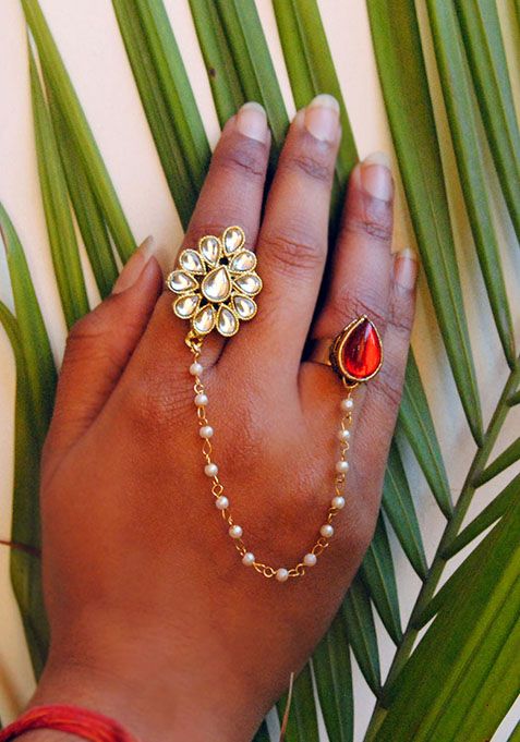 Red Dynamic Duo Two Finger Ring