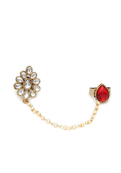 Red Dynamic Duo Two Finger Ring