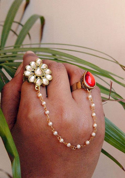Red Dynamic Duo Two Finger Ring