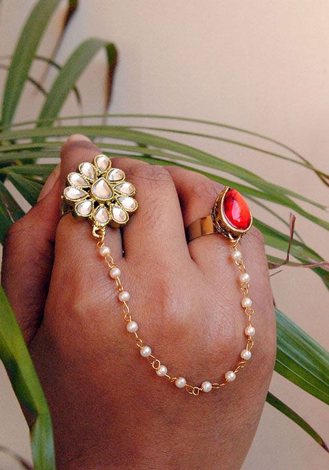 Red Dynamic Duo Two Finger Ring
