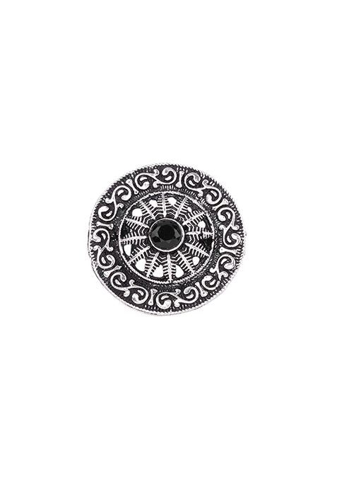 Silver Oxidised Mandala Ring