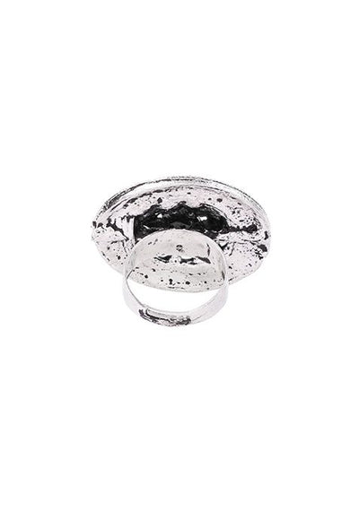 Silver Oxidised Mandala Ring