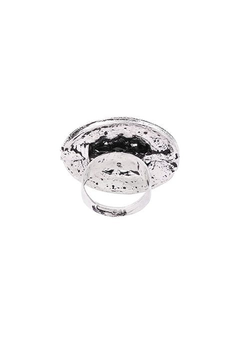 Silver Oxidised Mandala Ring