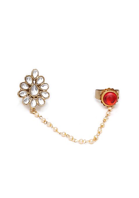 Red Dynamic Duo Two Finger Ring
