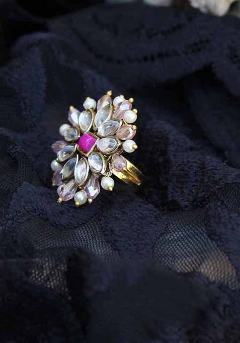 Pink Pearl Twirl Ring