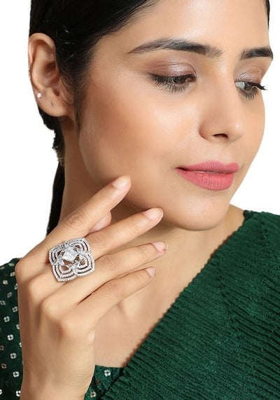 Silver American Diamond Ring