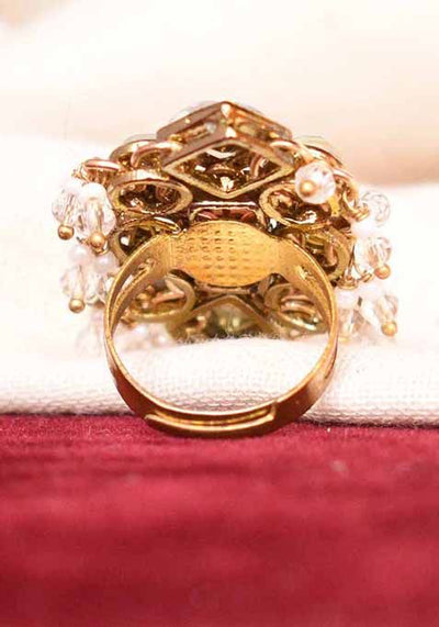 Pink Enamoured Kundan Ring