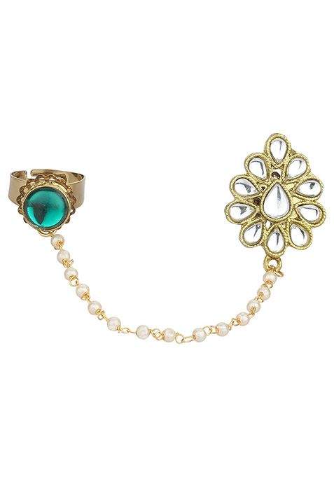 Green Dynamic Duo Two Finger Ring