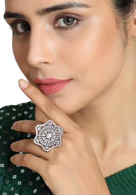 Silver American Diamond Ring