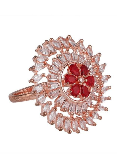 Red American Diamond Ring