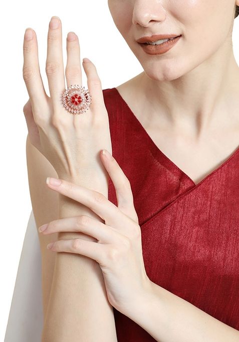 Red American Diamond Ring