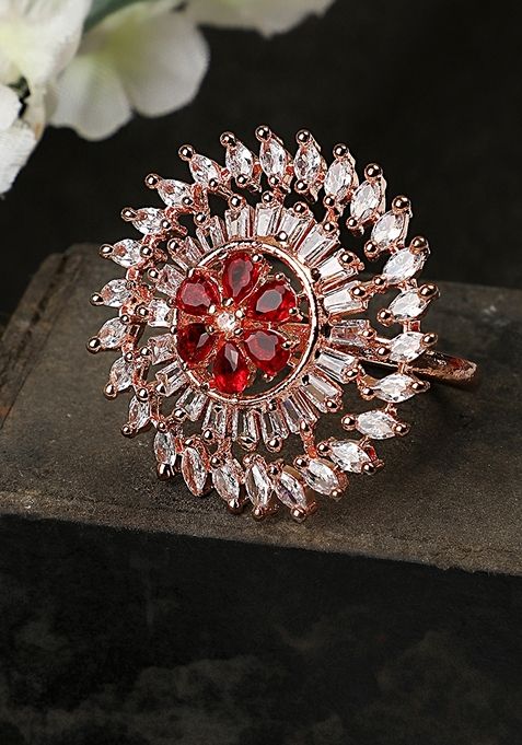 Red American Diamond Ring