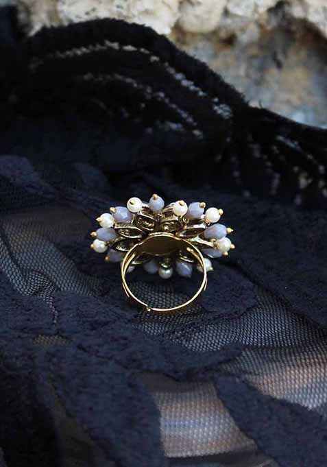 Grey Pearl Twirl Ring