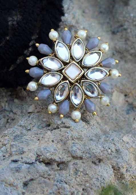 Grey Pearl Twirl Ring