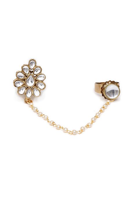 White Dynamic Duo Two Finger Ring