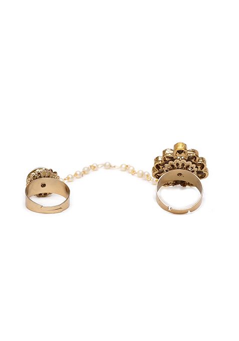 White Dynamic Duo Two Finger Ring