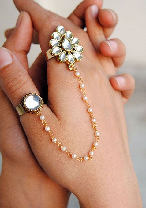 White Dynamic Duo Two Finger Ring