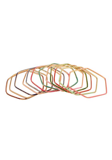 Gold Plated Multicolor Hexagon Shaped Bangles