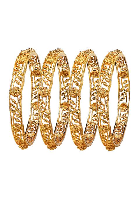 Gold Plated Filigree Leaf Design Bangles