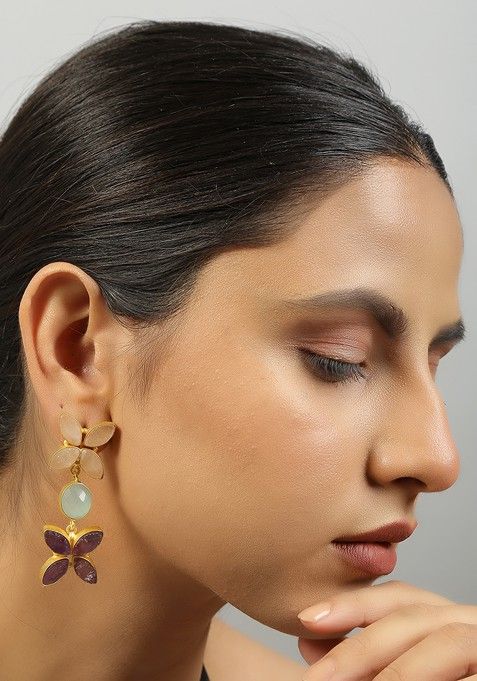 Pink And Purple Amethyst Stone Earrings